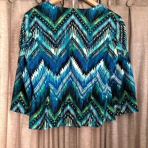 Chico’s Blue Watercolor Open Front Blazer - Picture 7 of 13